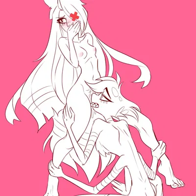 angel dust, vaggie (hazbin hotel) (hazbin hotel, hellaverse) created by deerlydepart