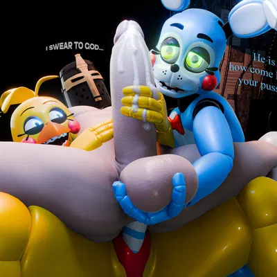 anonymous character, toy bonnie (fnaf), toy chica (fnaf) (five nights at freddy's, five nights at freddy's 2) created by thedirtyant