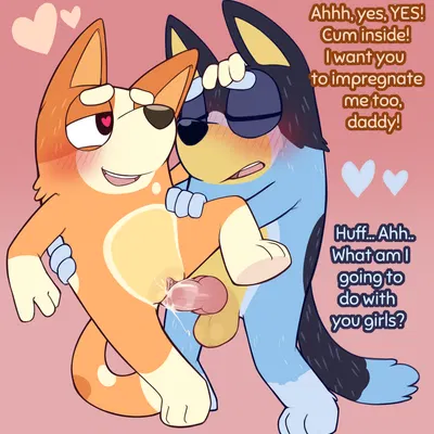 bandit heeler, bingo heeler (bluey (series)) created by porldraws