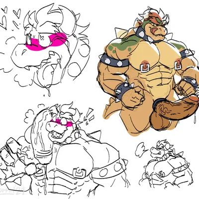 bowser (mario bros, nintendo) created by poppin