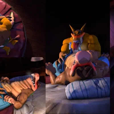 dingodile, tiny tiger (activision, crash bandicoot (series)) created by lewdview