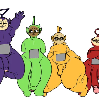 dipsy (teletubbies), laa-laa (teletubbies), po (teletubbies) (teletubbies) created by megoko