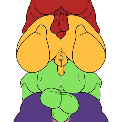 dipsy (teletubbies), laa-laa (teletubbies), po (teletubbies) (teletubbies) created by megoko