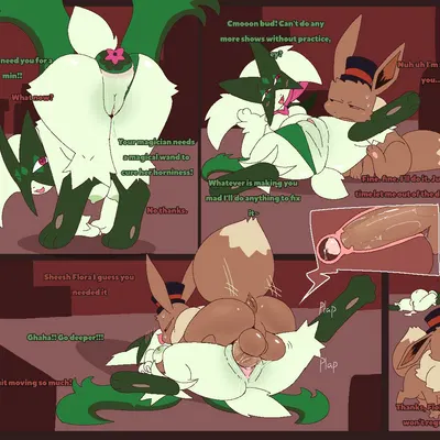 eevee (snappy snaz), flora (snappy snaz) (nintendo, pokemon) created by snazzle snapp