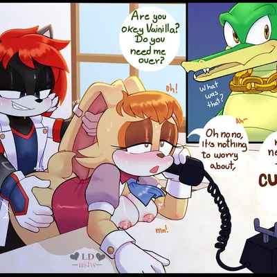 fan character, vanilla the rabbit, vector the crocodile (sega, sonic the hedgehog (series)) created by dreamatwrite