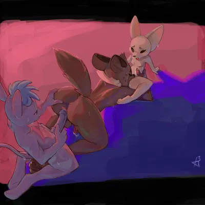 fenneko, haida (aggretsuko), tadano (aggretsuko) (aggretsuko, sanrio) created by ittybittykittytittys