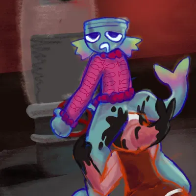 finn (dandy's world), shrimpo (dandy's world) (blushcrunch studio, dandy's world) created by yoshreveluv