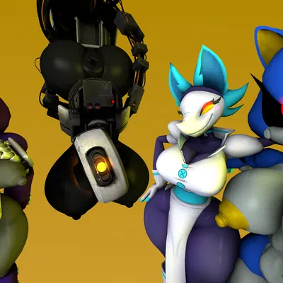 glados, mecha sonic mark ii, metal sonic (deltarune, portal (series)) created by boiboi9999, passbass