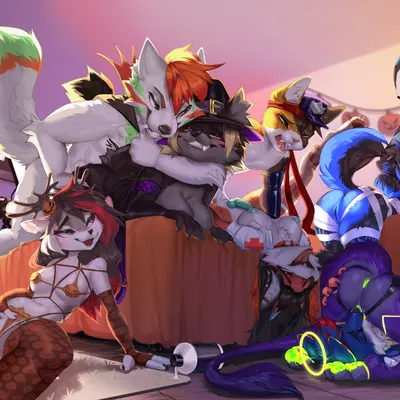 henryfox, lin (cocoline), skade var (halloween) created by cocoline (artist)