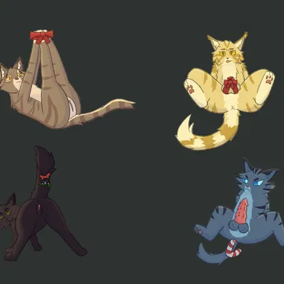 hollyleaf (warriors), jayfeather (warriors), leafpool (warriors) (christmas, warriors (book series)) created by soliloquysol