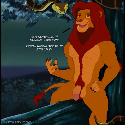 kaa (jungle book), simba (the lion king) (disney, hypnovember) created by haylothebun