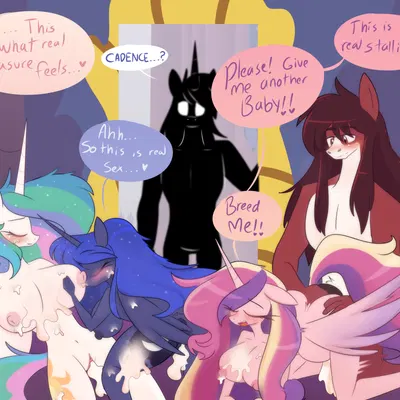 konnor (imacowolf), princess cadance (mlp), princess celestia (mlp) (friendship is magic, hasbro) created by luckyclau