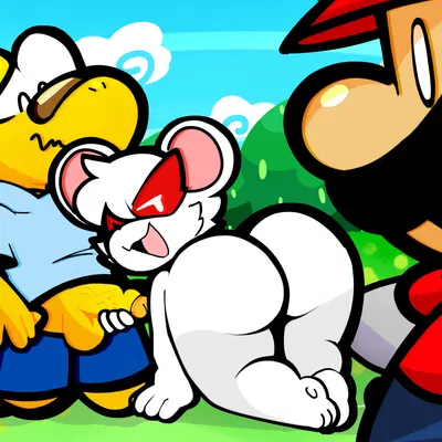koops, mario, ms. mowz (mario bros, nintendo) created by heyomaerow