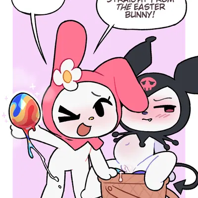 kuromi, my melody (easter, onegai my melody) created by star rifle