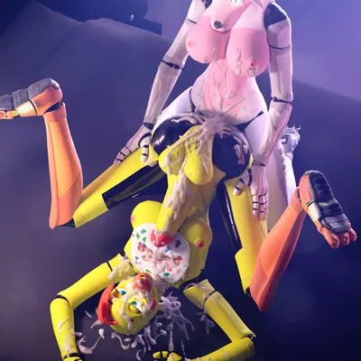 mangle (fnaf), toy chica (fnaf) (five nights at freddy's, five nights at freddy's 2) created by vilgard