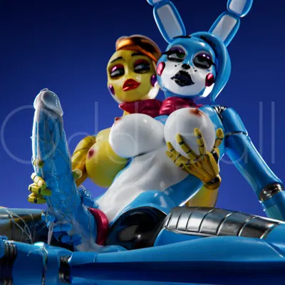 toy bonnie (fnaf), toy chica (fnaf) (five nights at freddy's, five nights at freddy's 2) created by oddbaals