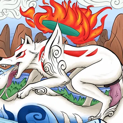 amaterasu (okami), wolfie-feral (capcom, mythology) created by magnificent-arsehole