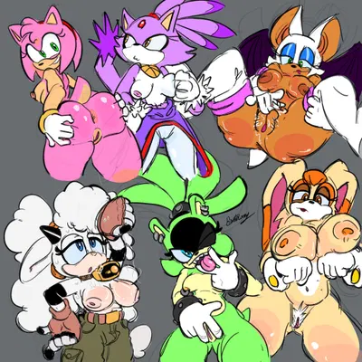 amy rose, blaze the cat, lanolin the sheep (sonic) (idw publishing, sega) created by homar simpleton