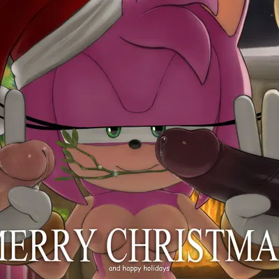 amy rose, shadow the hedgehog, sonic the hedgehog (christmas, sega) created by greystwitpage (artist)
