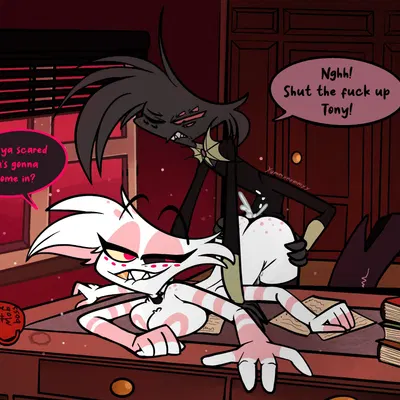 angel dust, arackniss (hazbin hotel) (hazbin hotel, hellaverse) created by yummynommyy