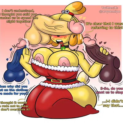 ankha (animal crossing), isabelle (animal crossing), mabel able (animal crossing, christmas) created by arquemipe