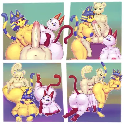 ankha (animal crossing), marshal (animal crossing), olivia (animal crossing) (animal crossing, nintendo) created by boiful