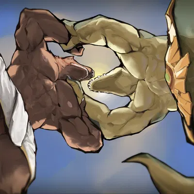 anubis, sobek (egyptian mythology, middle eastern mythology) created by 24kbahamut