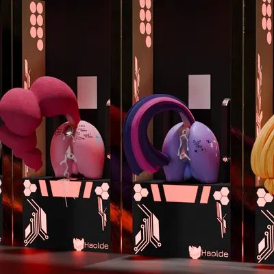 applejack (mlp), fluttershy (mlp), pinkie pie (mlp) (friendship is magic, hasbro) created by haolde