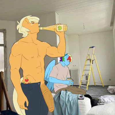 applejack (mlp), rainbow dash (mlp) (friendship is magic, hasbro) created by shallowwin