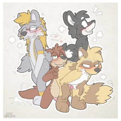 arty (artydoggo), graedius (character), hyakki (barkwuff) created by graedius (artist)