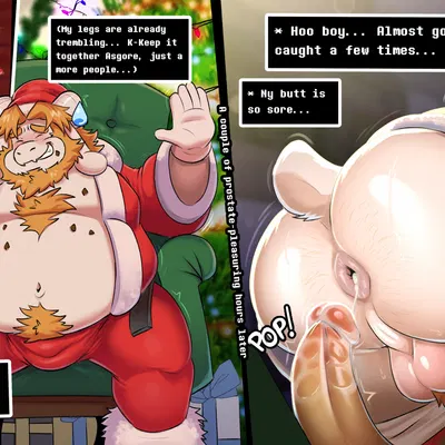 asgore dreemurr, santa claus (christmas, undertale (series)) created by el booki
