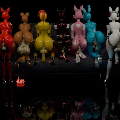 aurora (freekiller), chica (fnaf), foxy (fnaf) (five nights at freddy's, five nights at freddy's 2) created by freekiller