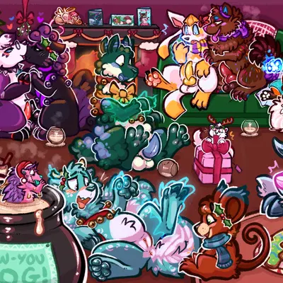 azalea (sylmin), qir, timmy fox (christmas, nintendo) created by pocketpaws