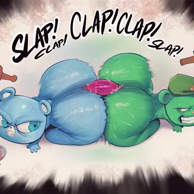 azulin (unicorn wars), fliqpy (htf) (happy tree friends, unicorn wars) created by sqoon