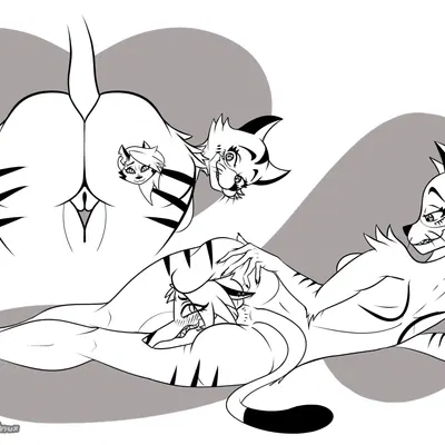 banana the cat(anon and knux), loona (helluva boss) (hellaverse, helluva boss) created by anon and knux