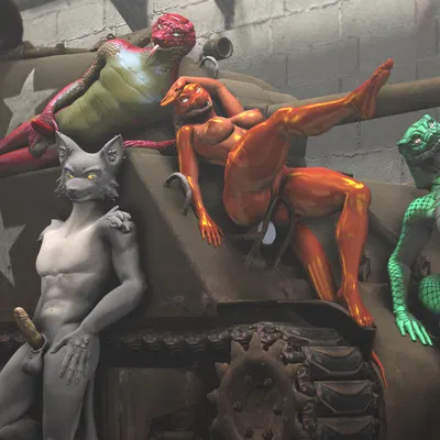 bird (petruz), cat (petruz), lizard (petruz) (m4 sherman) created by scaleddelta