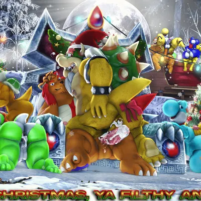 boom-boom (character), bowser, kamek (christmas, mario bros) created by moonwulf