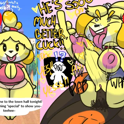 cesar (animal crossing), isabelle (animal crossing), villager (animal crossing) (animal crossing, nintendo) created by klutzatdusk