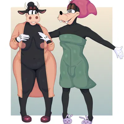 clarabelle cow, goofy (disney) (disney) created by boolishclara