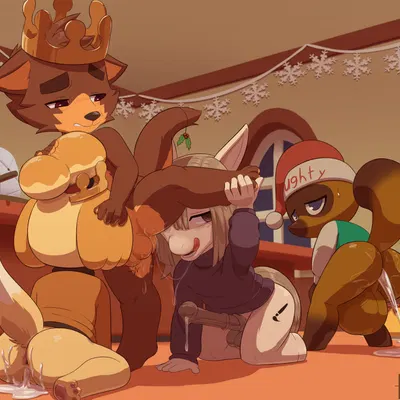 copper (renabu), isabelle (animal crossing), silky bristles (animal crossing, christmas) created by renabu