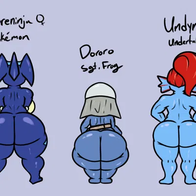 dororo (sgt. frog), fizz (lol), undyne (chucklefish, league of legends) created by gaze (artist)