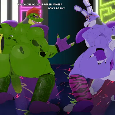 fanmade design glamrock bonnie, glamrock bonnie (fnaf), montgomery gator (five nights at freddy's, five nights at freddy's: security breach) created by luisdawolf