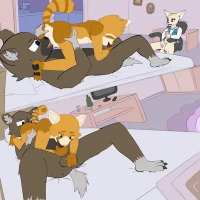 fenneko, haida (aggretsuko), retsuko (aggretsuko, sanrio) created by m3g4