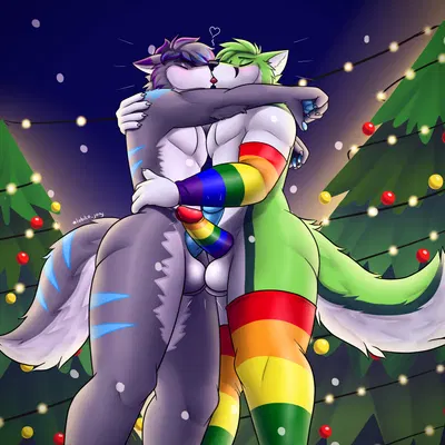 fidget the fox, kyro the husky (christmas) created by lobito jony