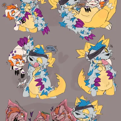 garabumon, paboomon (bandai namco, digimon) created by gengygar (artist)