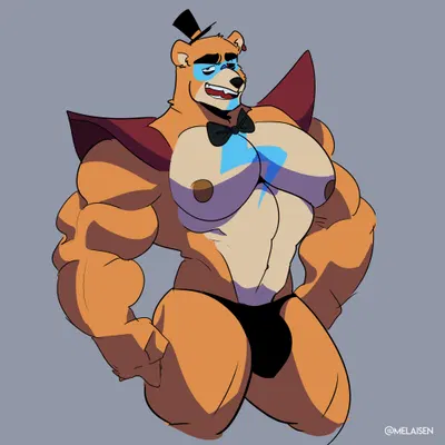 glamrock freddy (five nights at freddy's, five nights at freddy's: security breach) created by melaisen