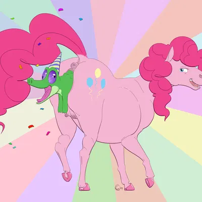 gummy (mlp), pinkie pie (mlp) (friendship is magic, hasbro) created by causationcorrelation