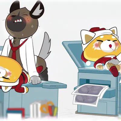 haida (aggretsuko), retsuko (aggretsuko, christmas) created by goz-o