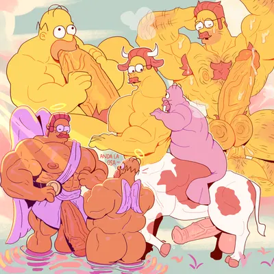 homer simpson, ned flanders (the simpsons) created by vaniwall