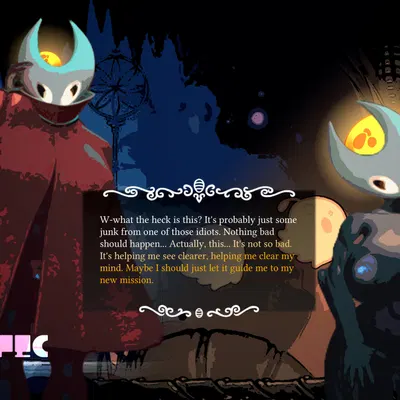 hornet (hollow knight), radiance (hollow knight), the infection (hollow knight) (hollow knight (franchise), hypnovember) created by hypnotic haze (artist)